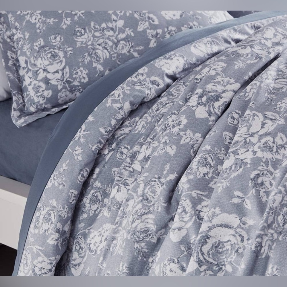 SLEEP ZONE Blue Peony Bedding Duvet Cover with 2 Pillow Shams-